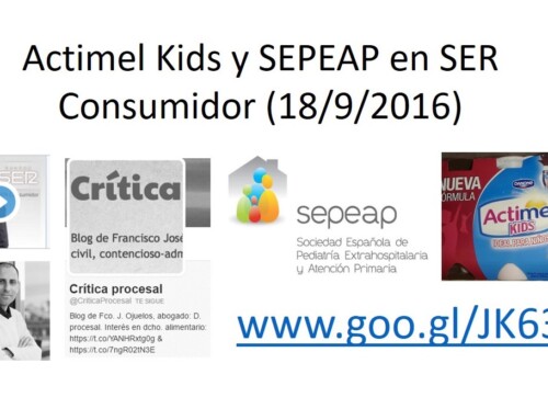 Entrevista junto al abogado Francisco Ojuelos sobre el sello de SEPEAP en Actimel Kids, en SER Consumidor (18/9/2016)